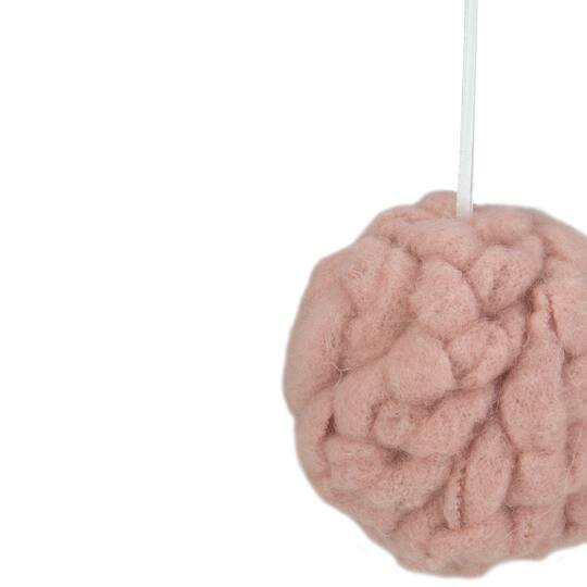 Pink Woven Yarn Ball Hanging Christmas Ornament